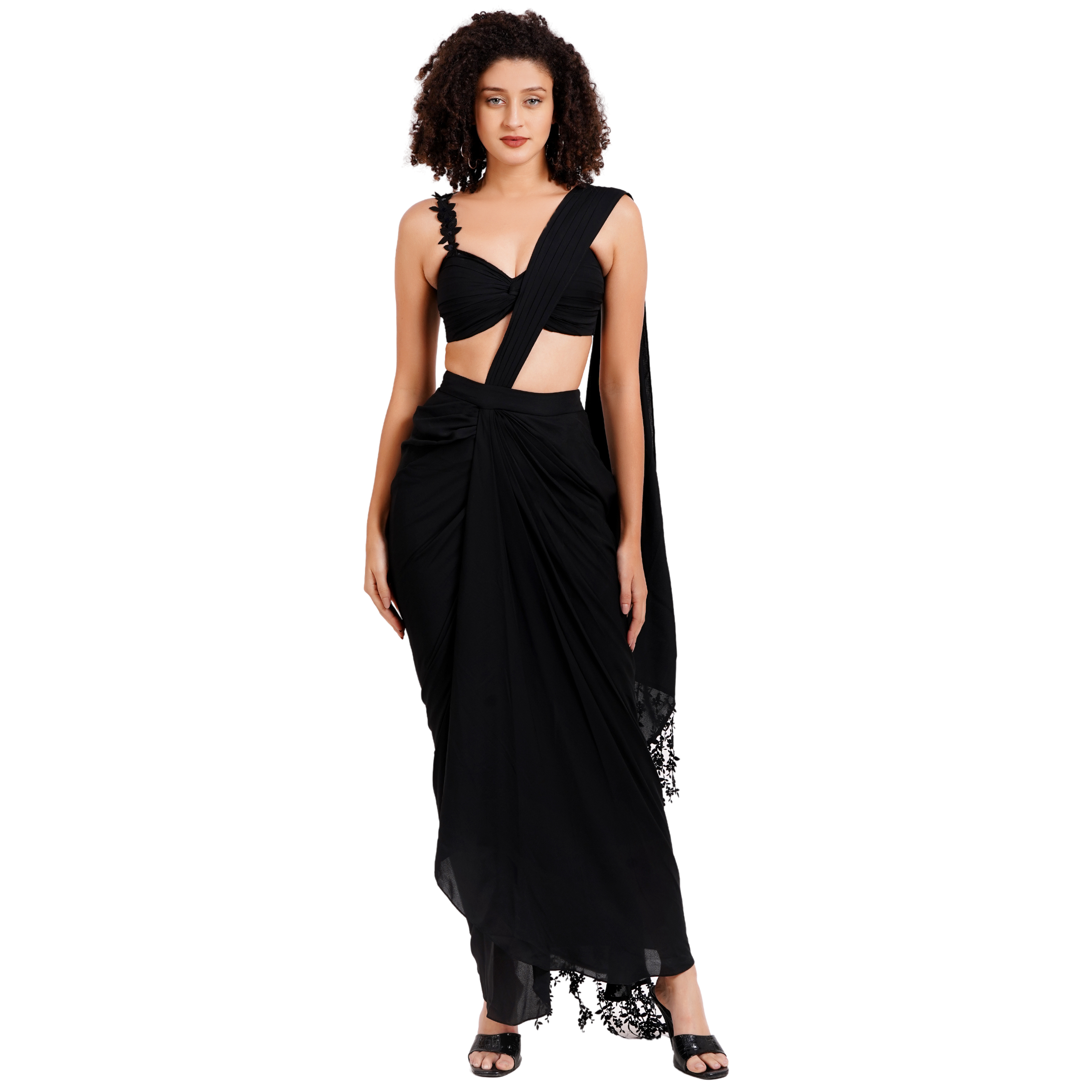 Rich Black Georgette Drape Saree