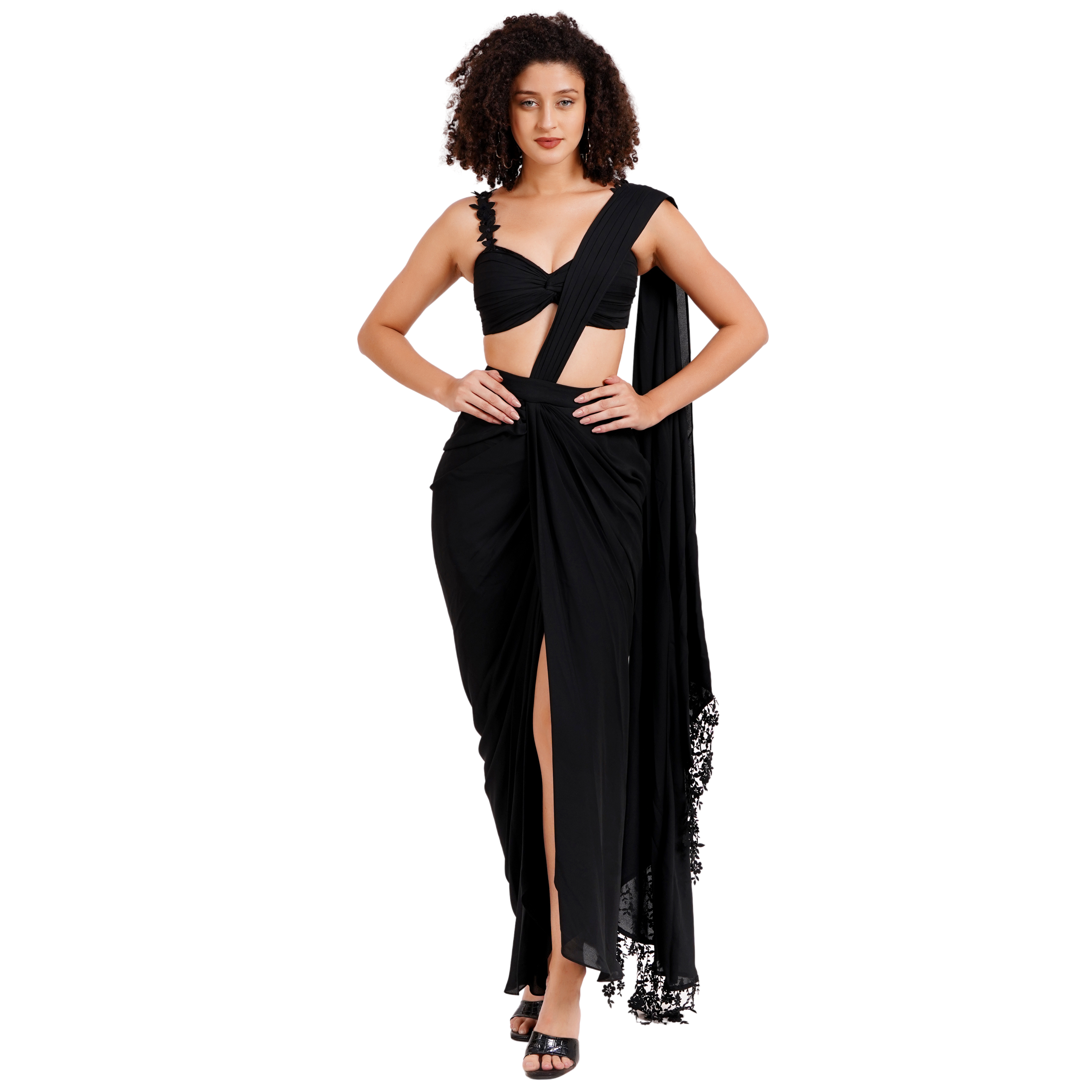 Rich Black Georgette Drape Saree