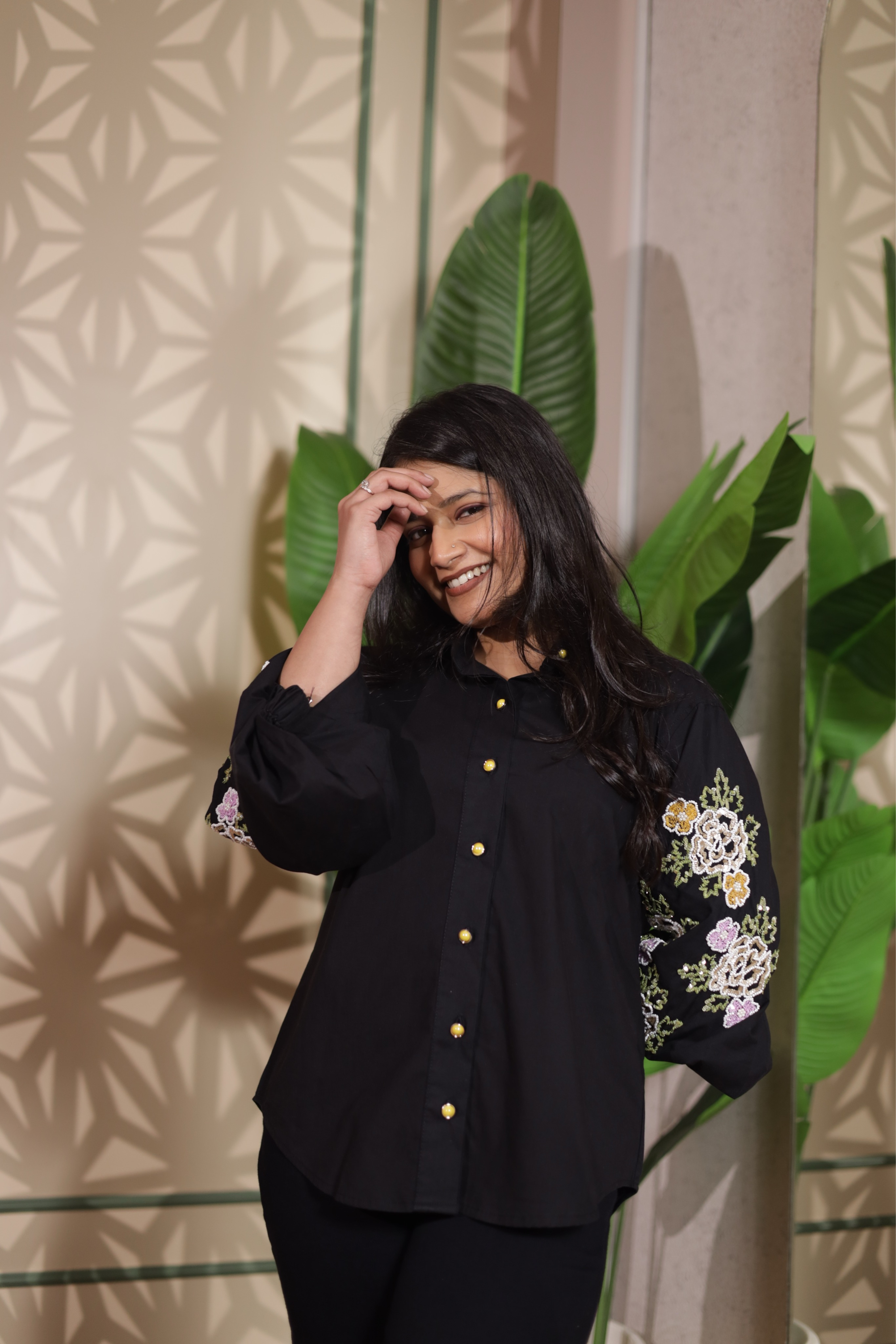 Midnight Bloom Embroidered Co-ord Set
