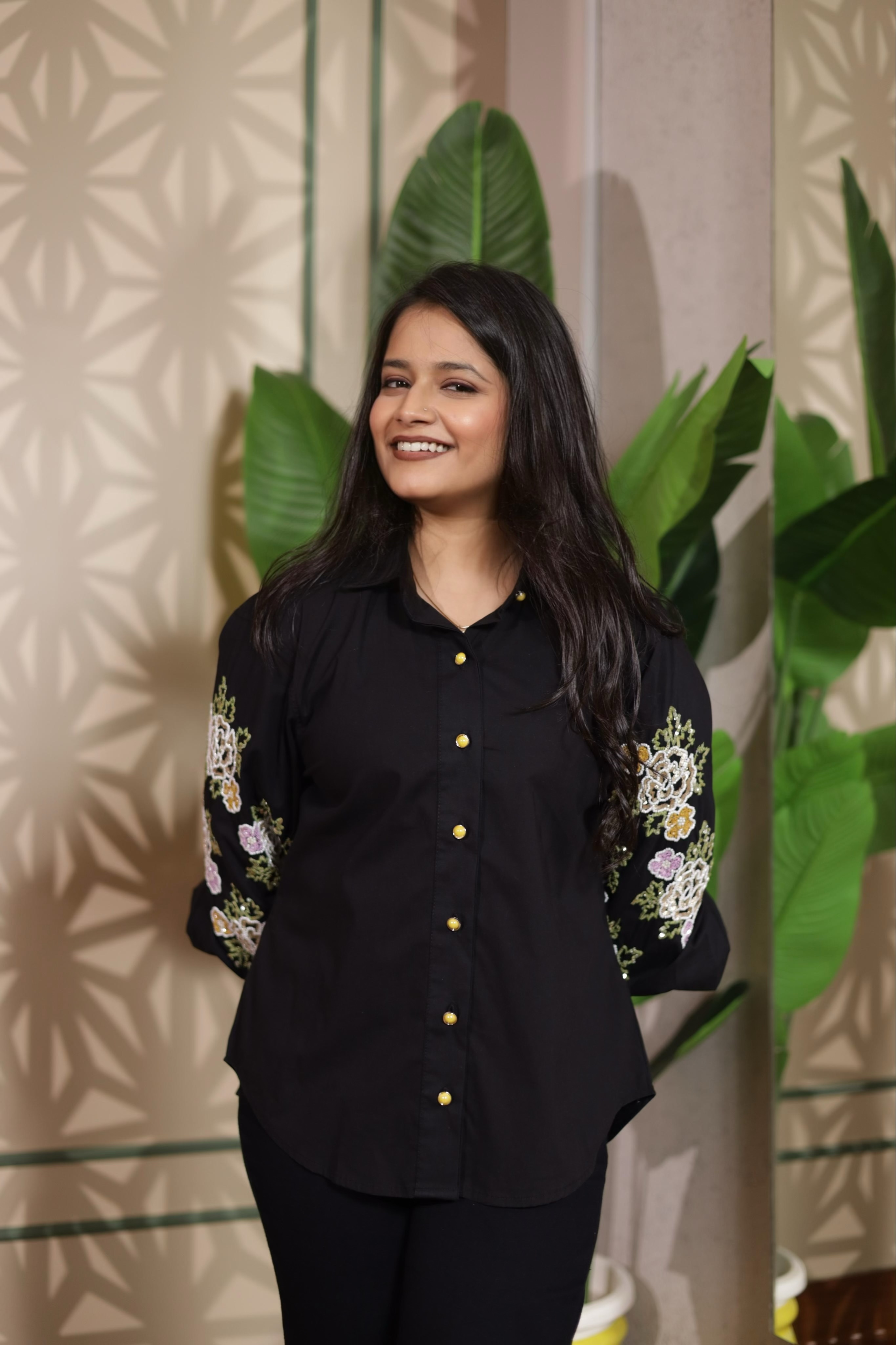 Midnight Bloom Embroidered Co-ord Set
