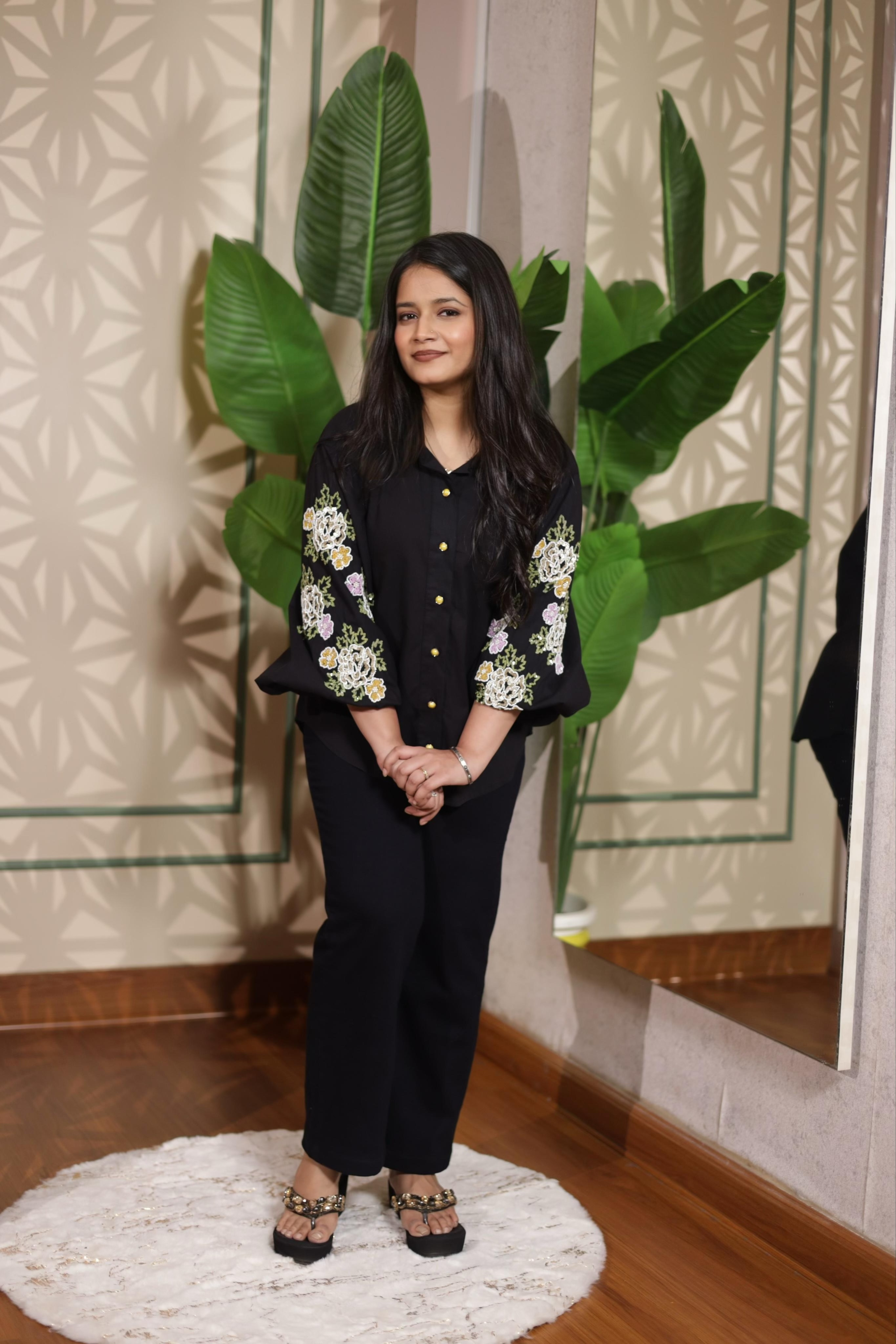Midnight Bloom Embroidered Co-ord Set