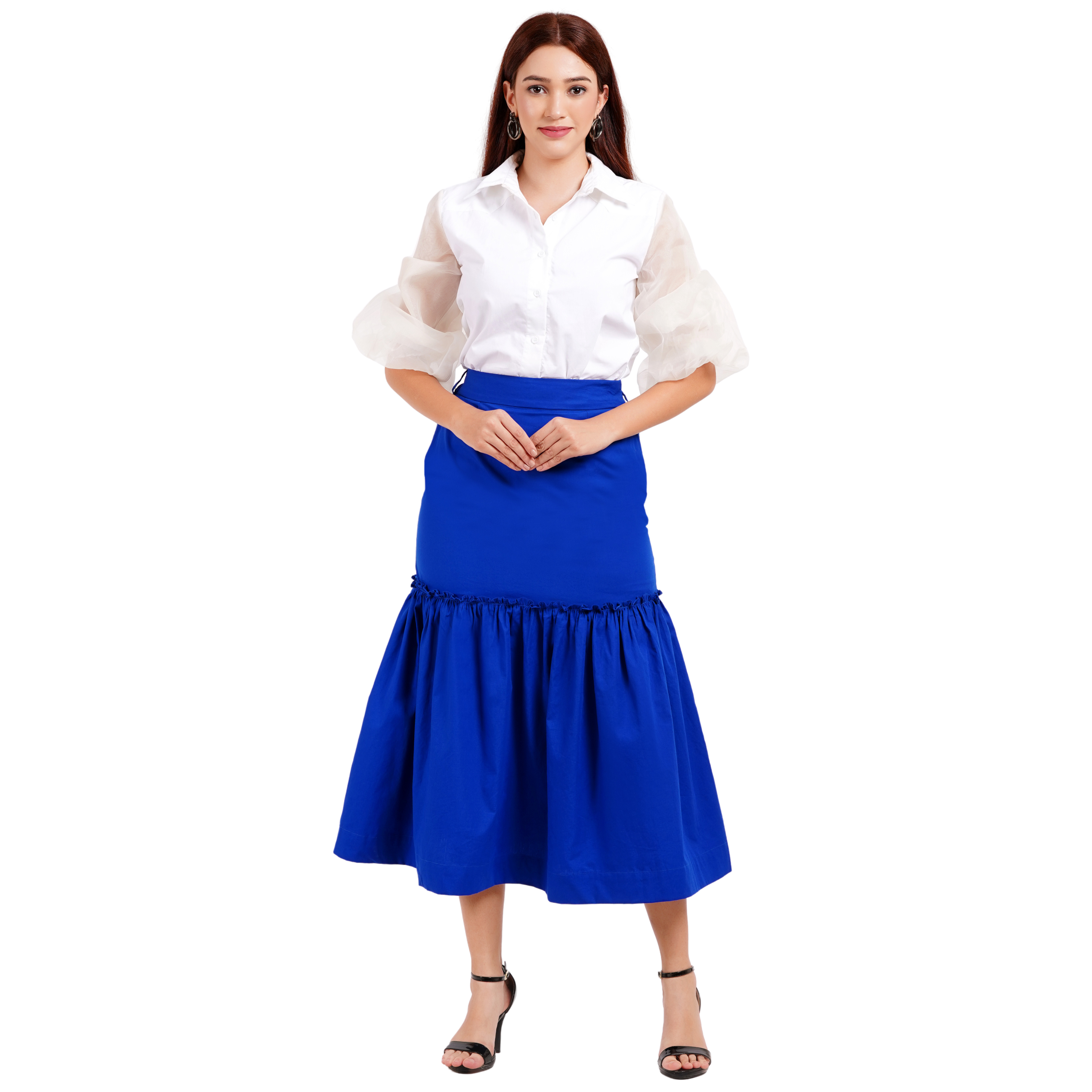 Imperial Blue Poplin Skirt Set