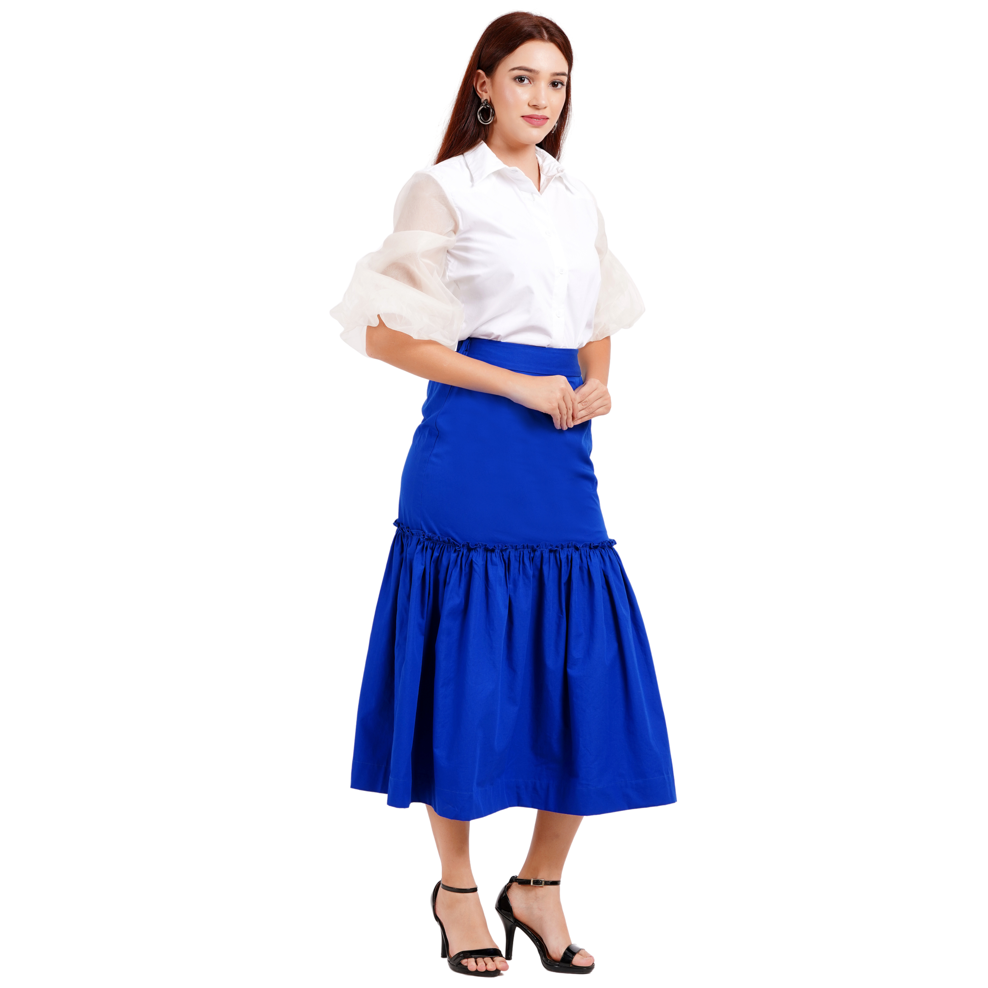 Imperial Blue Poplin Skirt Set