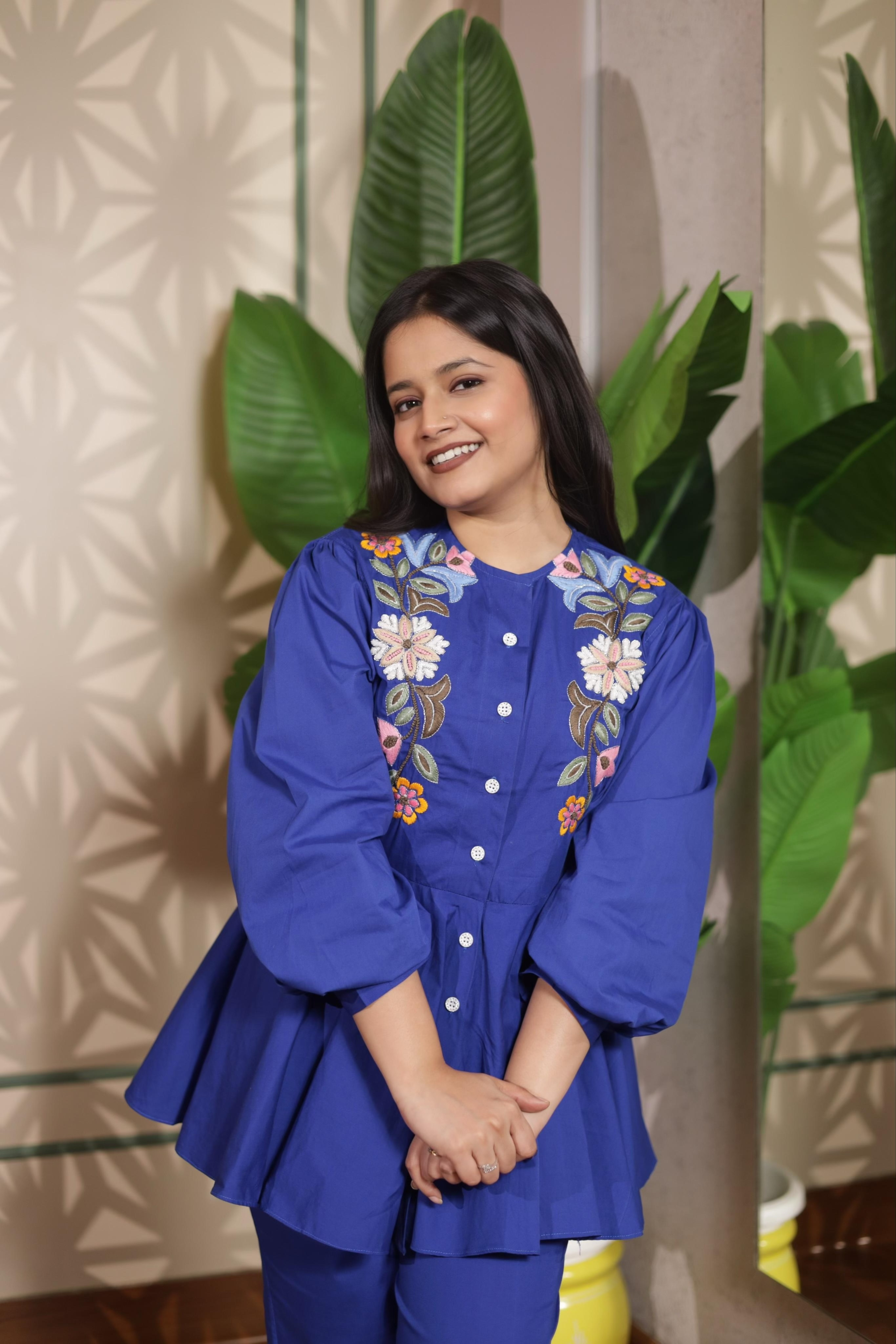 Royal Bloom Peplum Co-ord Set