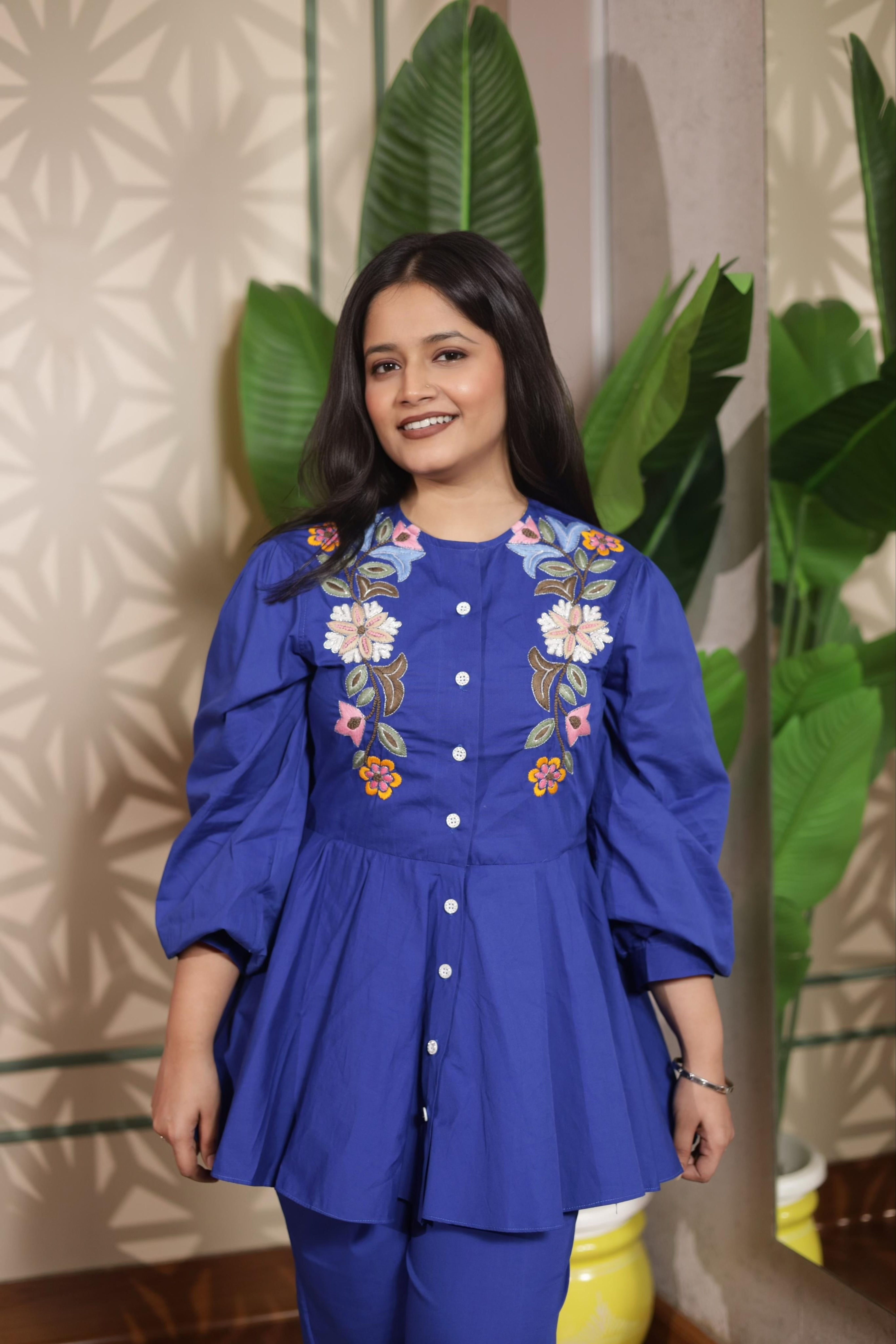 Royal Bloom Peplum Co-ord Set