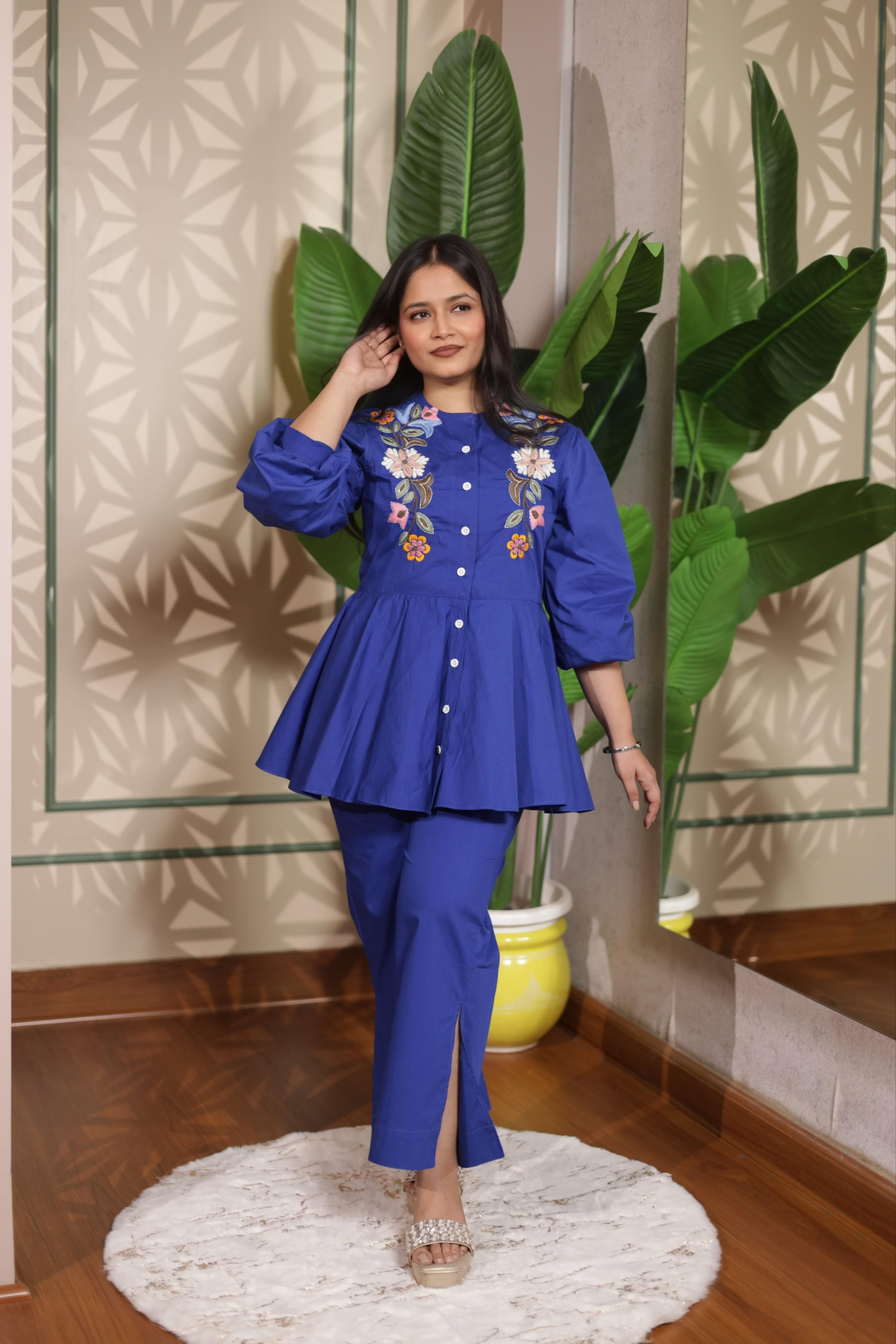Royal Bloom Peplum Co-ord Set