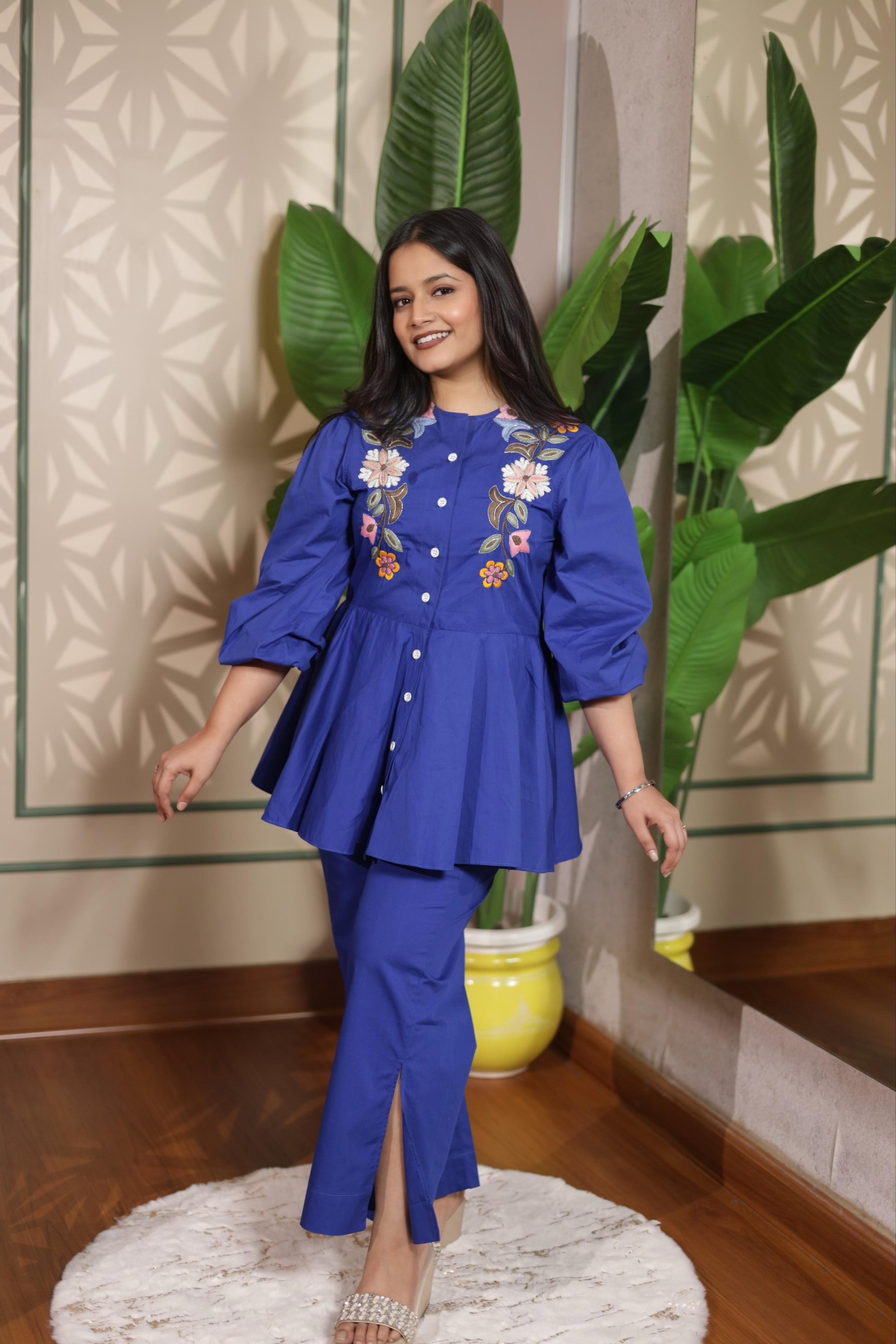 Royal Bloom Peplum Co-ord Set