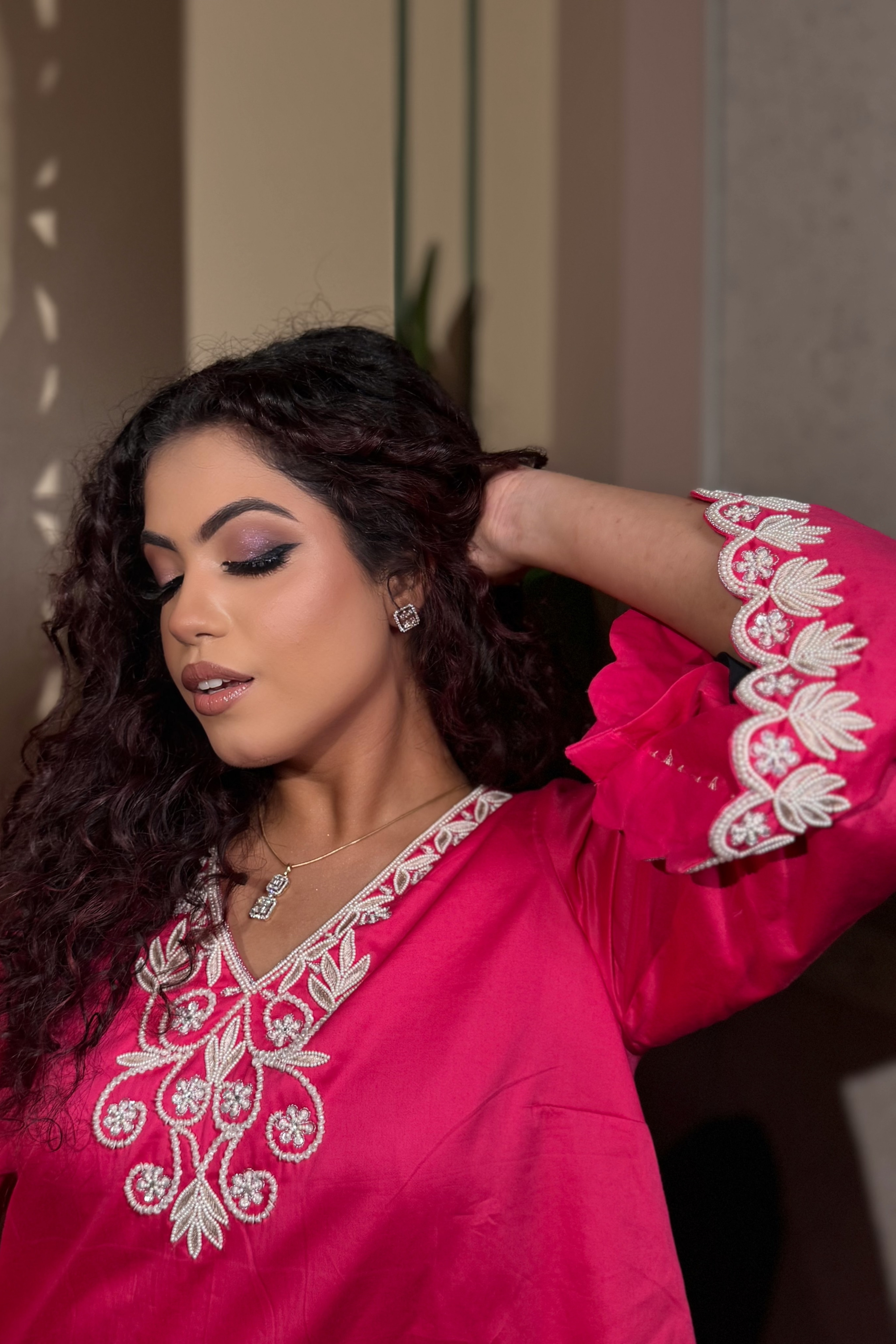 Fuchsia Bloom Scallop Co-ord Set