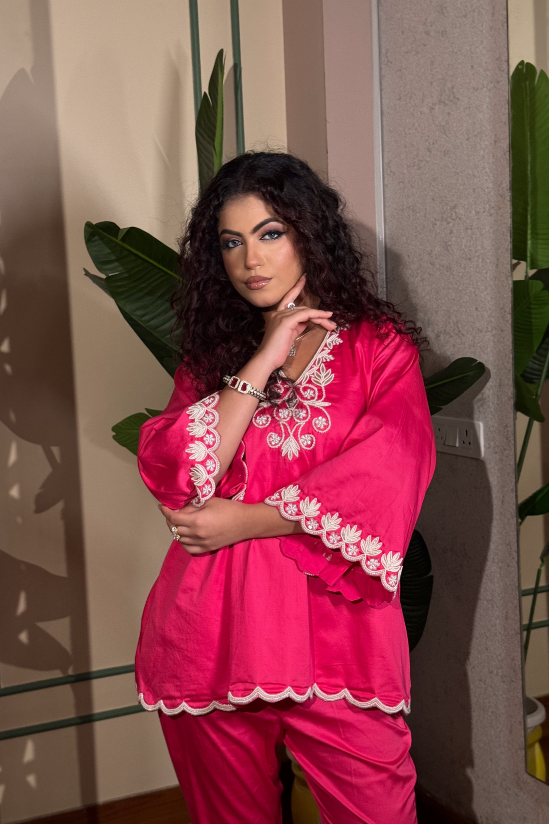 Fuchsia Bloom Scallop Co-ord Set