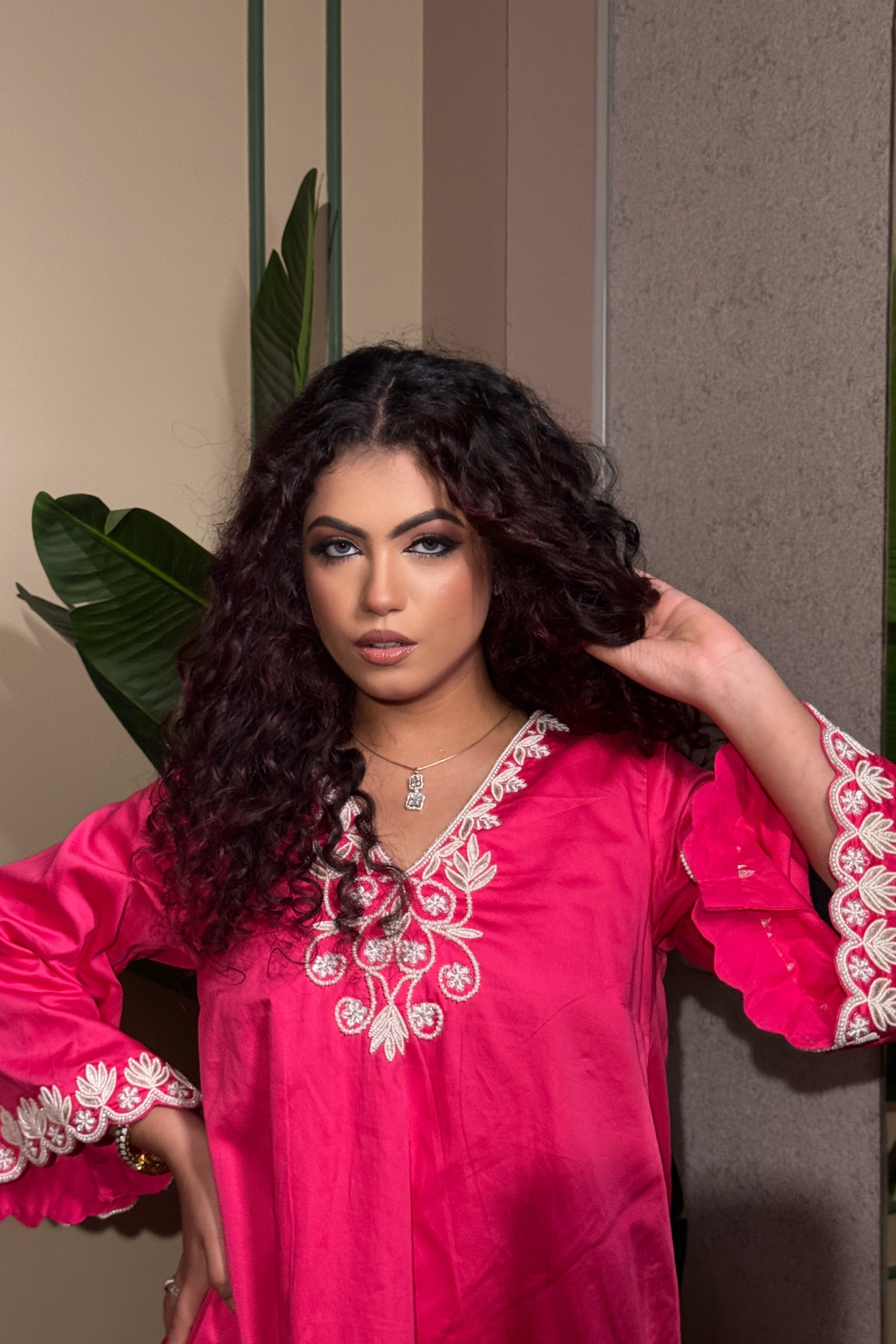 Fuchsia Bloom Scallop Co-ord Set